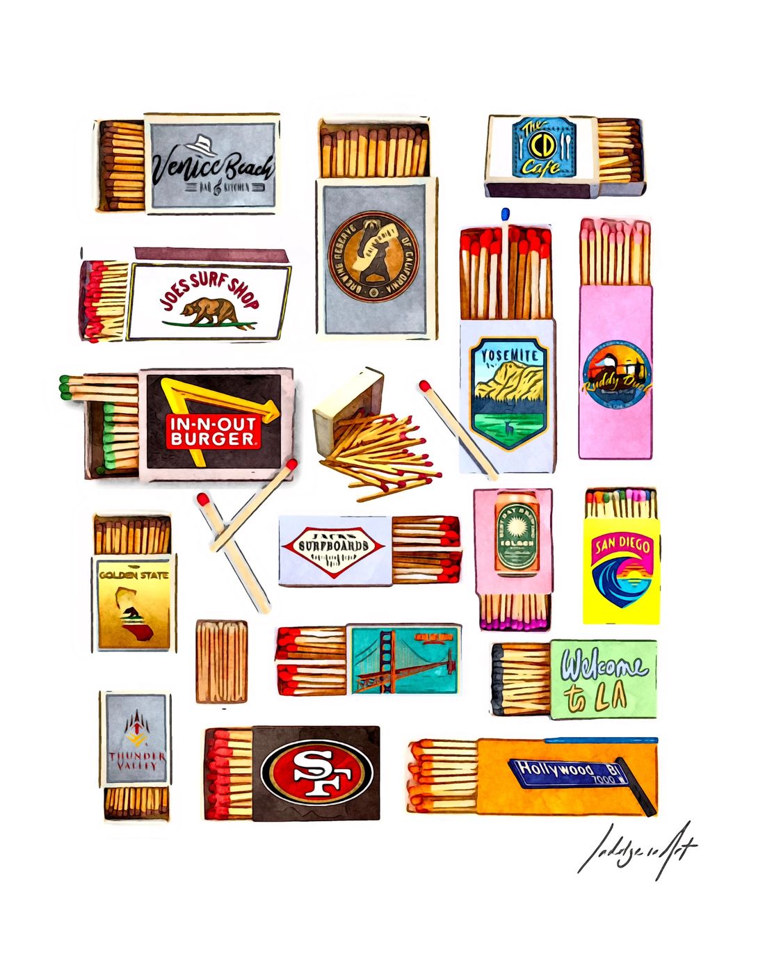 California matchbook print
